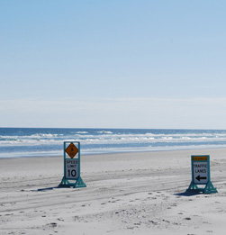 Traffic lanes on beach